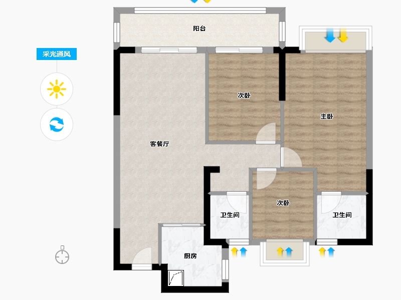 福建省-莆田市-玖玺·正荣府2期-92.74-户型库-采光通风