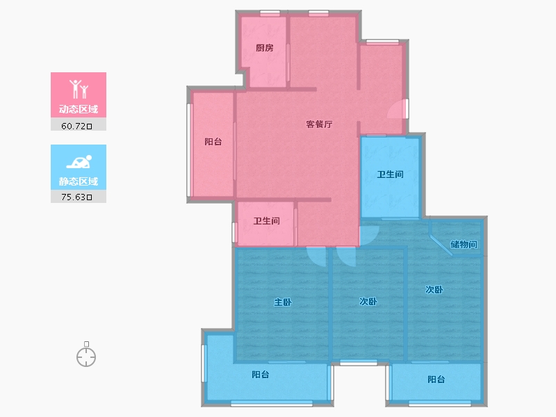 浙江省-杭州市-九洲芳园-108.00-户型库-动静分区