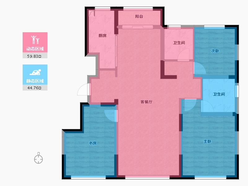 黑龙江省-大庆市-融创中央学府-104.00-户型库-动静分区