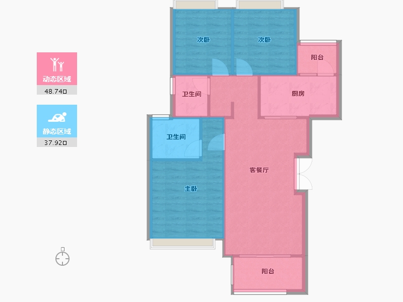 重庆-重庆市-金科禹洲府-82.00-户型库-动静分区