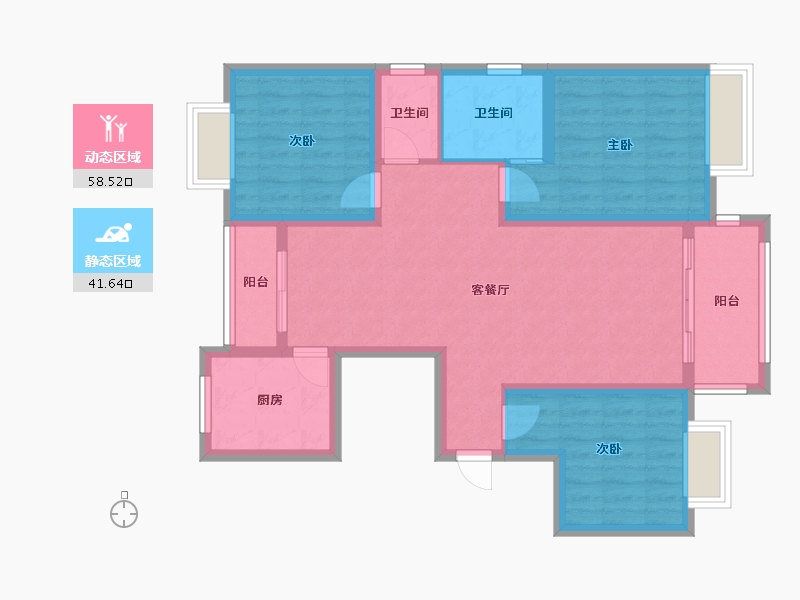 河南省-信阳市-皇城嘉苑-二期-100.00-户型库-动静分区