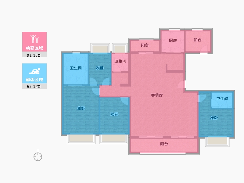 湖北省-武汉市-长存花园-180.00-户型库-动静分区