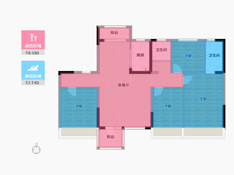 山东省-枣庄市-碧桂园鹏泰映月台-112.00-户型库-动静分区