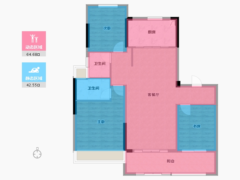 江苏省-镇江市-聆江阁-92.00-户型库-动静分区