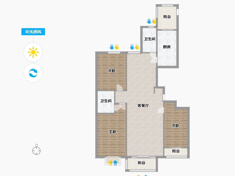 河北省-石家庄市-筑境嘉园-180.00-户型库-采光通风