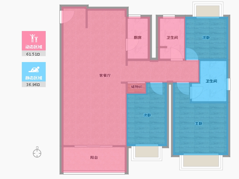 江西省-南昌市-绿地国际博览城2期-89.73-户型库-动静分区