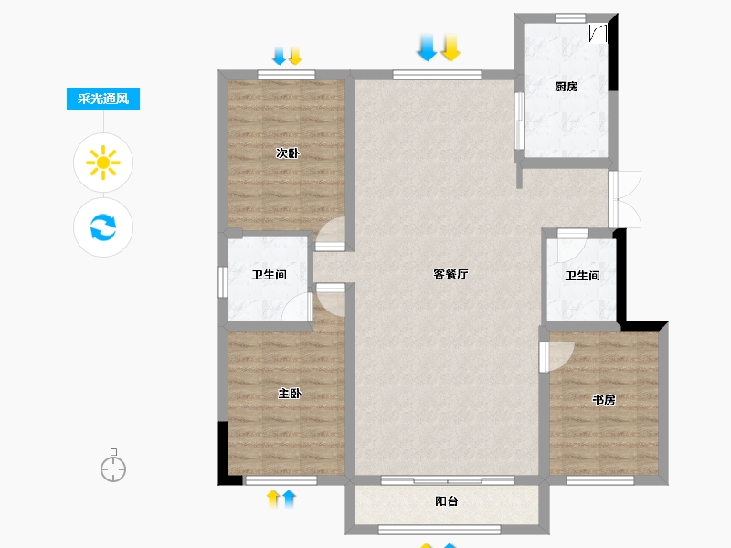 辽宁省-阜新市-泰达园-120.00-户型库-采光通风