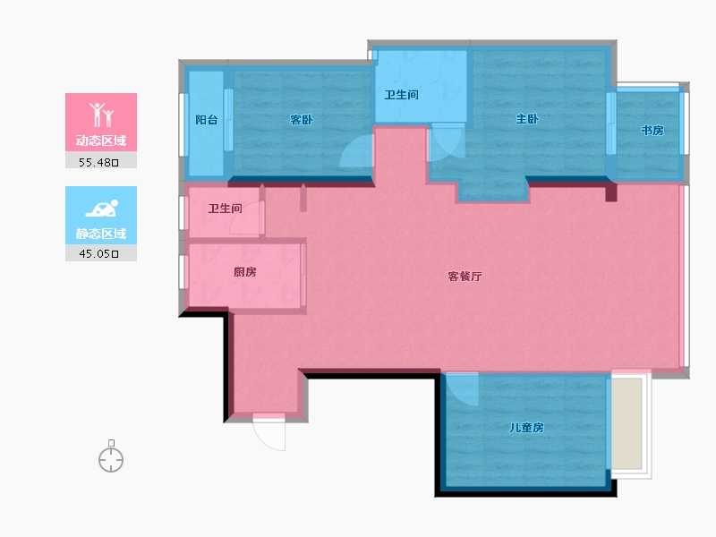 广东省-汕头市-金钿福田里-95.76-户型库-动静分区