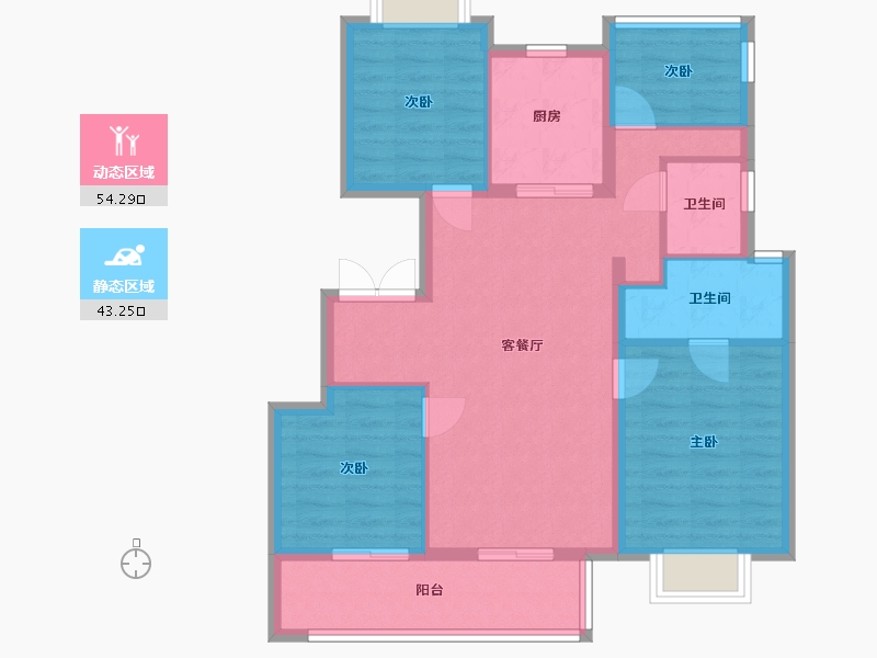 安徽省-合肥市-翡翠正荣府-96.12-户型库-动静分区