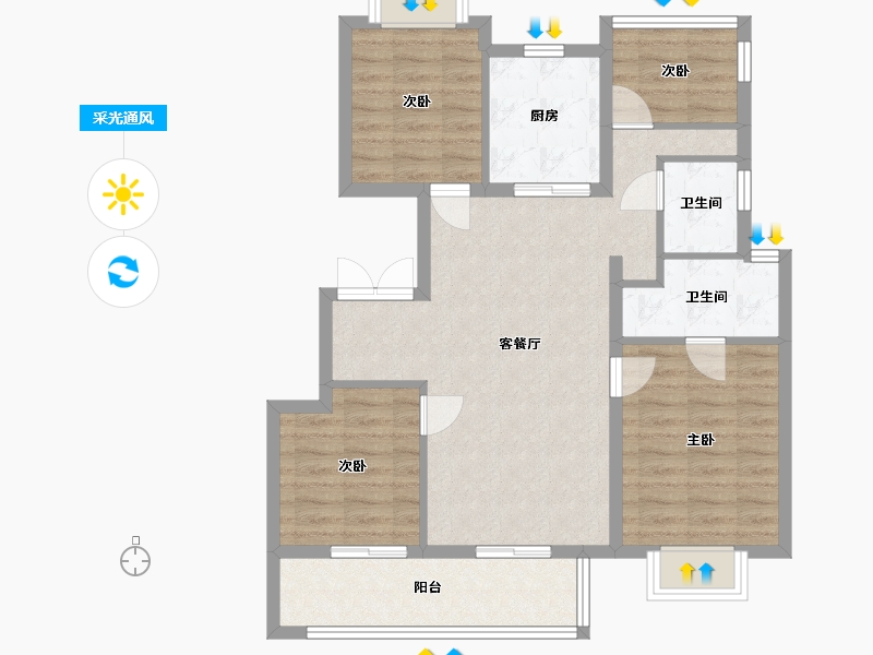 安徽省-合肥市-翡翠正荣府-96.12-户型库-采光通风