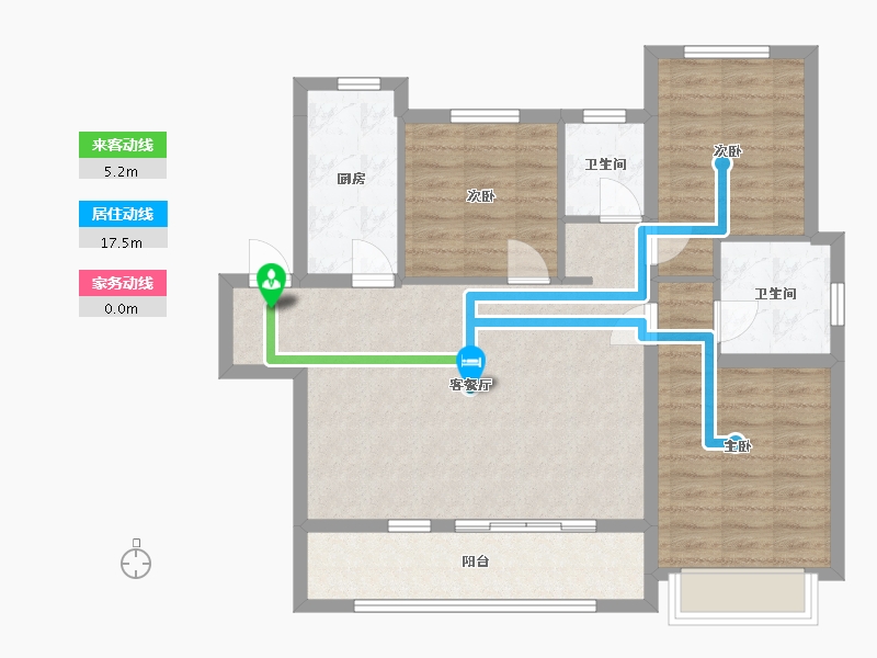 内蒙古自治区-锡林郭勒盟-绿地斐乐公馆-96.00-户型库-动静线