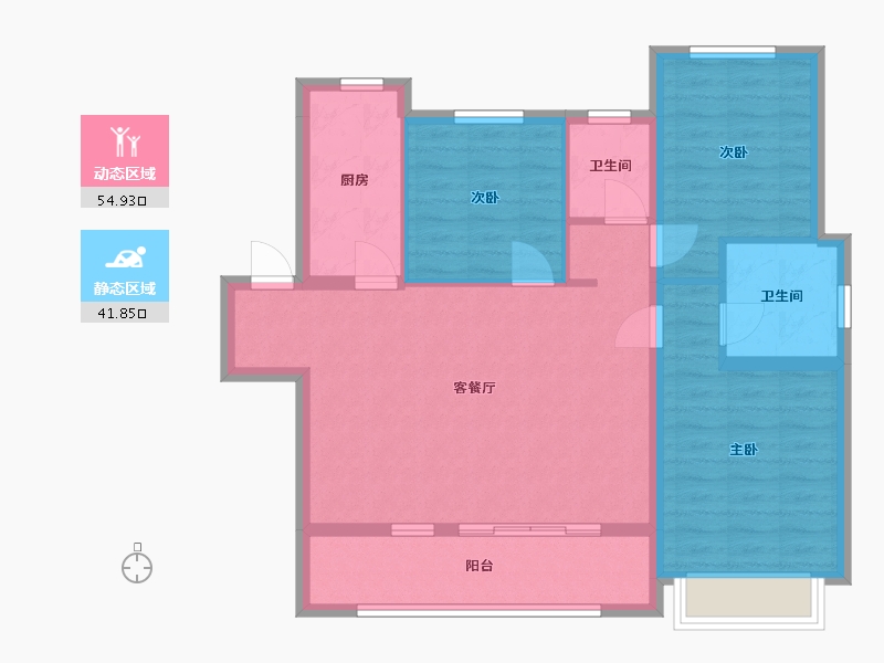 内蒙古自治区-锡林郭勒盟-绿地斐乐公馆-96.00-户型库-动静分区