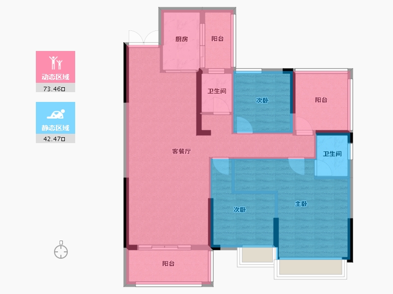 湖南省-永州市-中大星河湾-118.63-户型库-动静分区