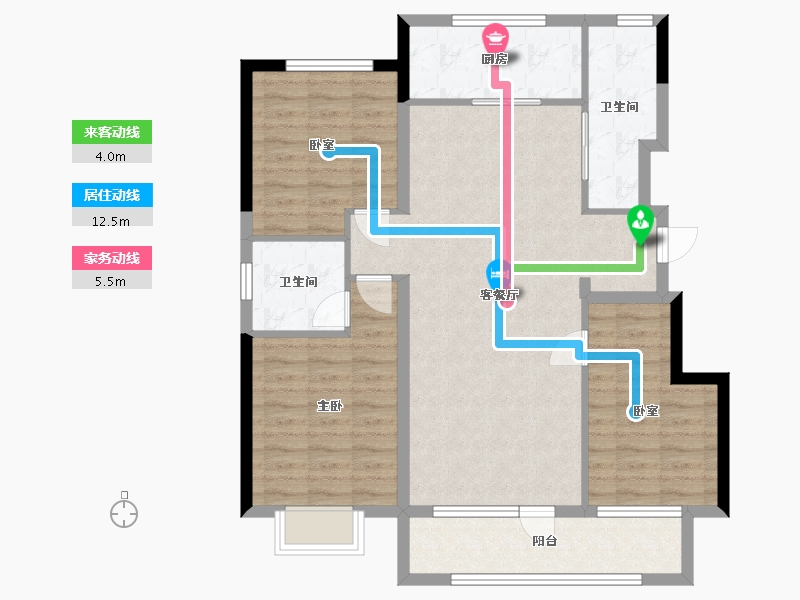 山东省-烟台市-天鸿首府二期-103.00-户型库-动静线