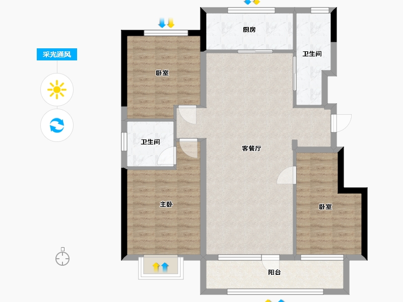 山东省-烟台市-天鸿首府二期-103.00-户型库-采光通风