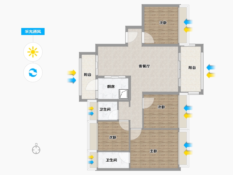 广东省-惠州市-半岛一号六期-130.00-户型库-采光通风