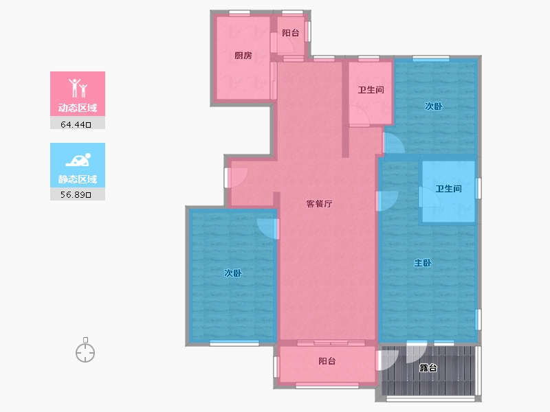 北京-北京市-东方太阳城-128.00-户型库-动静分区