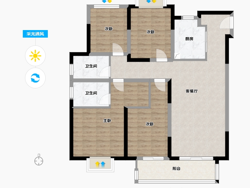 江苏省-盐城市-首府壹号-107.00-户型库-采光通风