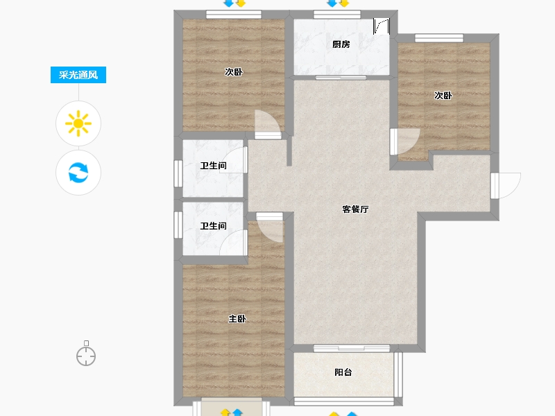 河北省-石家庄市-福城壹号院-92.98-户型库-采光通风