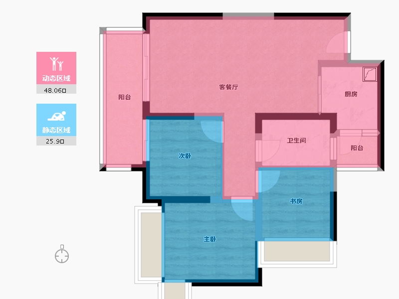 四川省-成都市-新岛天樾薹-85.00-户型库-动静分区