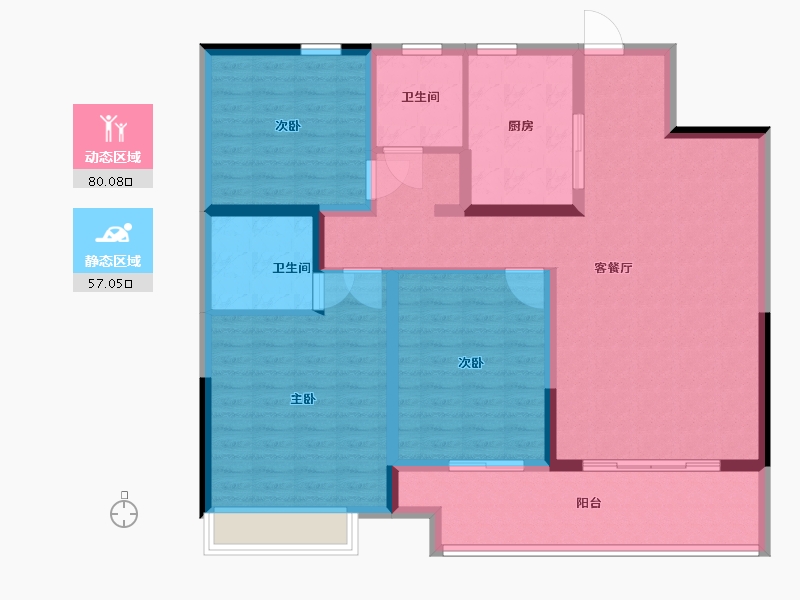 河南省-漯河市-建业壹号城邦-124.10-户型库-动静分区