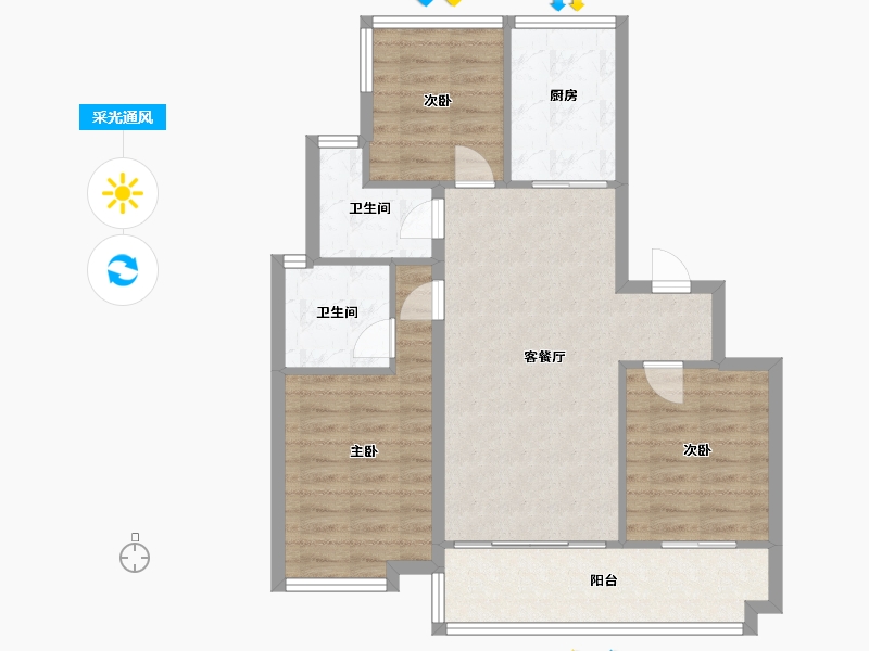 安徽省-合肥市-文一锦门云栖新语-80.00-户型库-采光通风