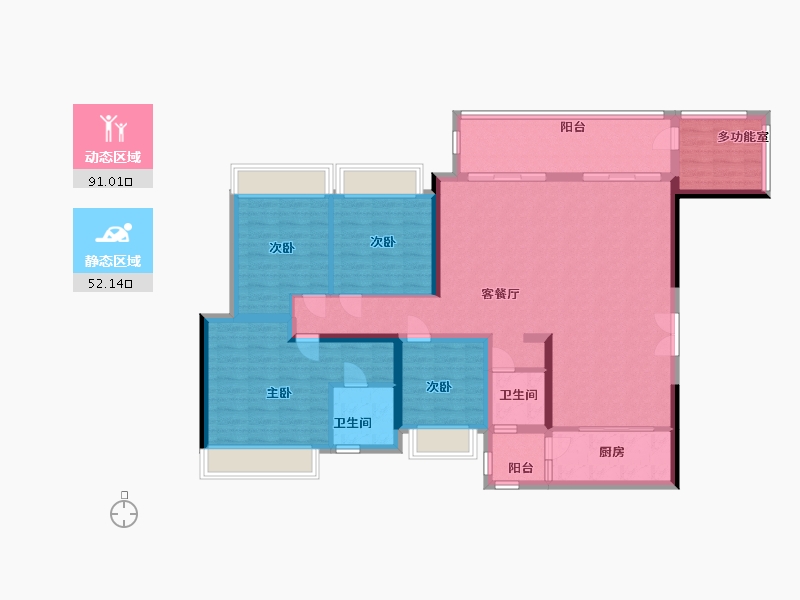 贵州省-黔南布依族苗族自治州-麒龙华府-129.00-户型库-动静分区