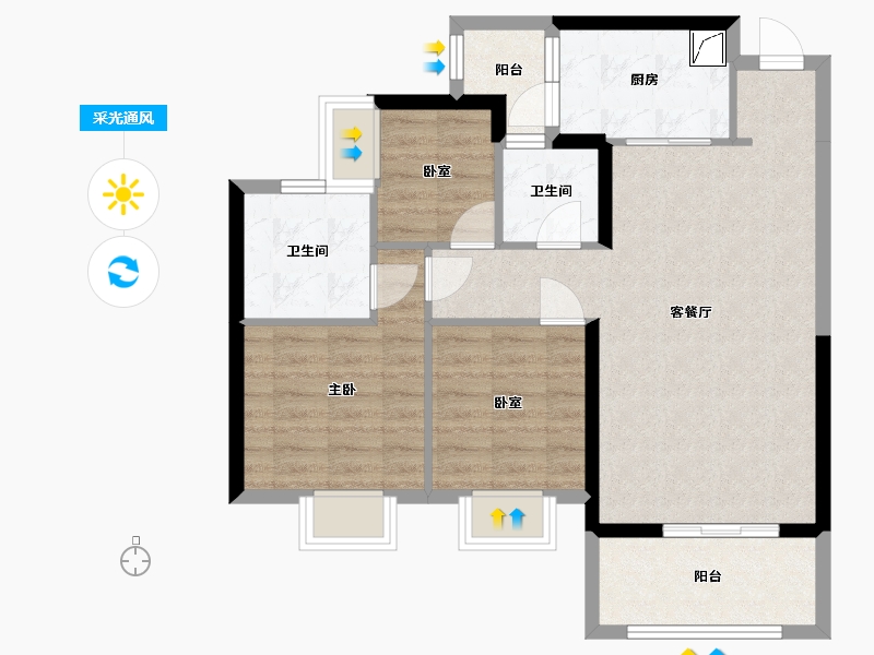 广东省-湛江市-华邦·玥珑湾-78.00-户型库-采光通风