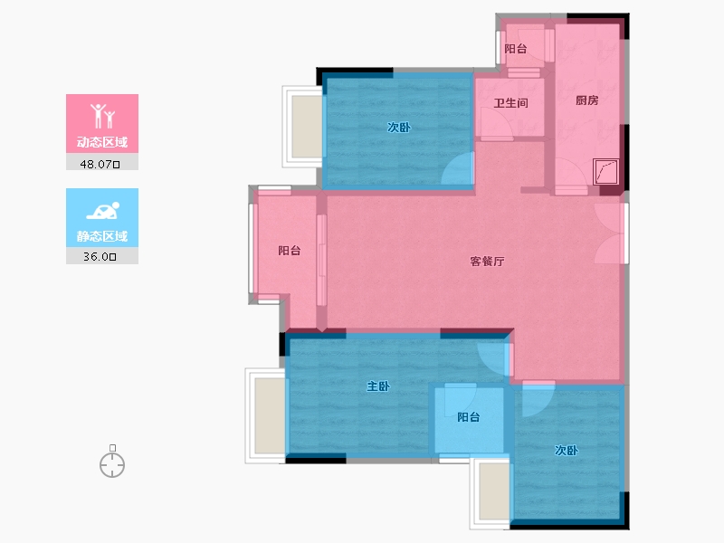 重庆-重庆市-新天泽首誉-80.60-户型库-动静分区