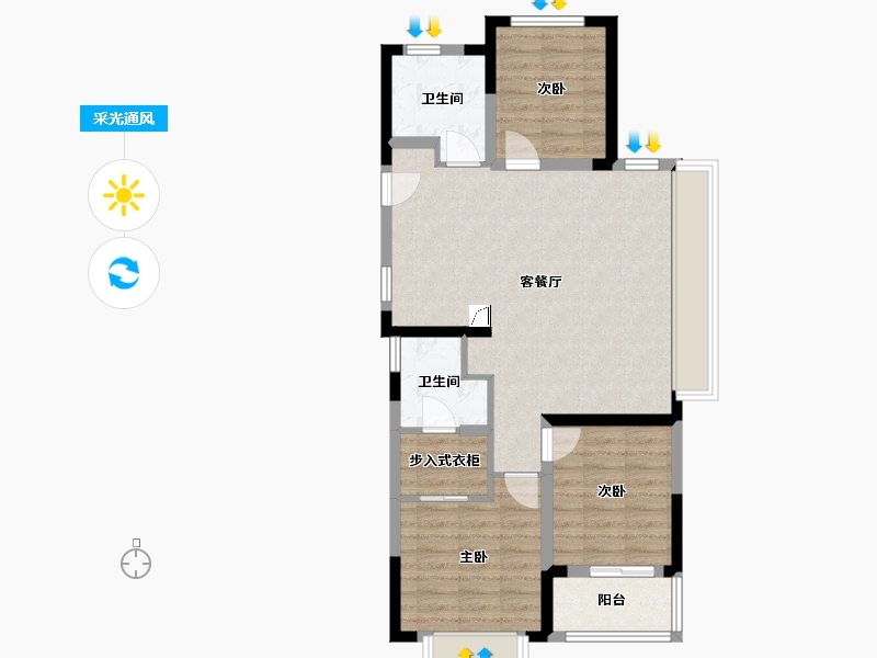 浙江省-台州市-万科城-95.89-户型库-采光通风