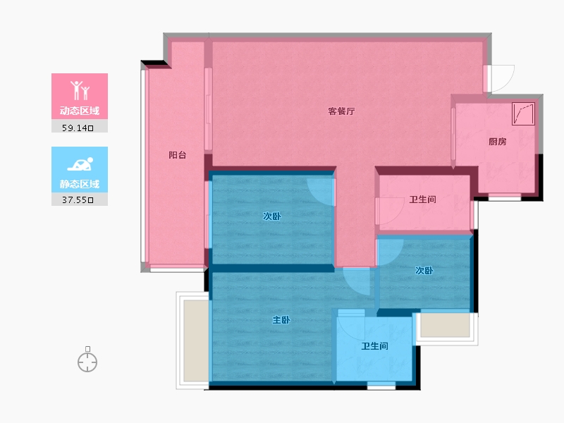 贵州省-贵阳市-美的国宾府-86.00-户型库-动静分区