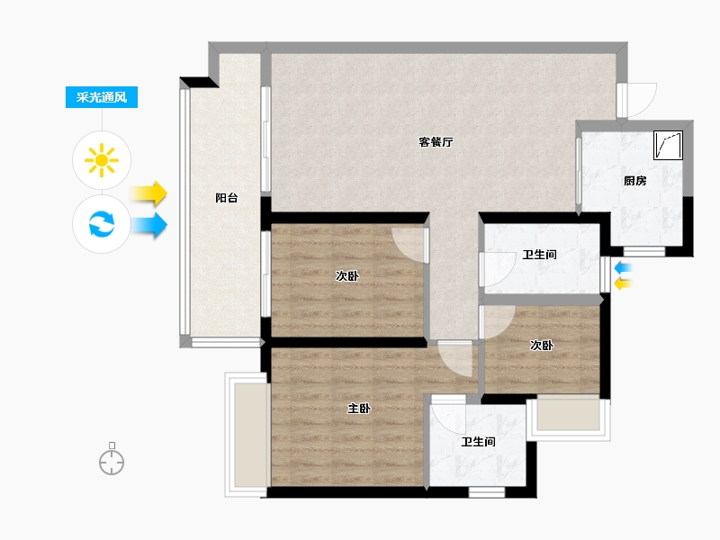 贵州省-贵阳市-美的国宾府-86.00-户型库-采光通风