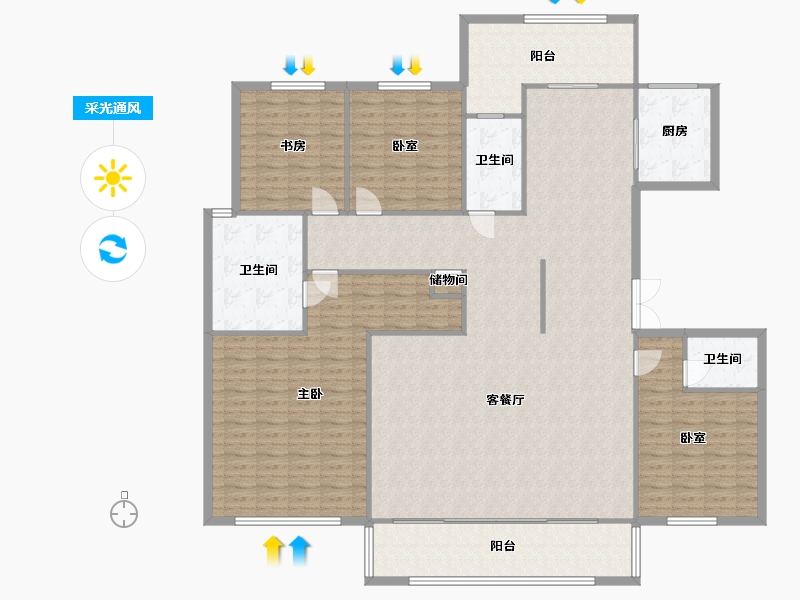 河南省-郑州市-中建柒号院-233.00-户型库-采光通风