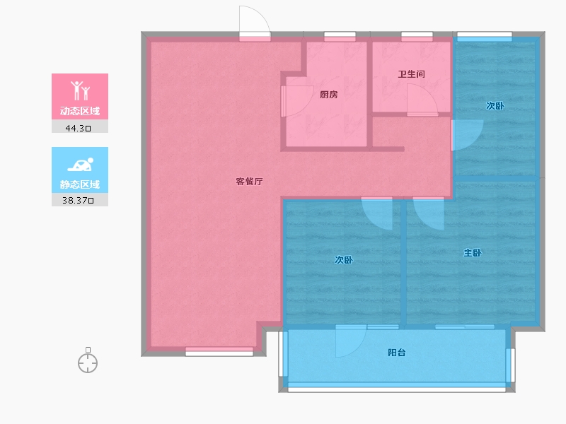 浙江省-嘉兴市-新西塘孔雀城悦龙湾1期-74.00-户型库-动静分区