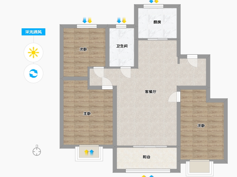 山东省-青岛市-龙山华府-79.00-户型库-采光通风