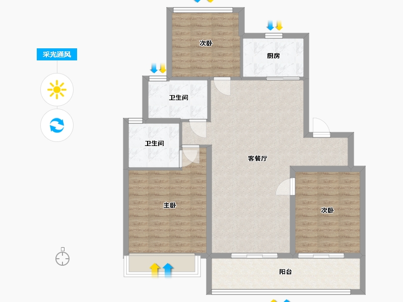 浙江省-杭州市-香岸云栖燕庐-94.60-户型库-采光通风