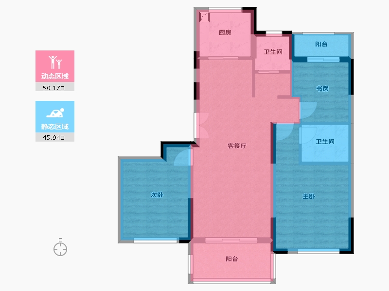 浙江省-杭州市-丁山郡府-86.00-户型库-动静分区