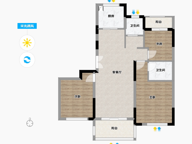 浙江省-杭州市-丁山郡府-86.00-户型库-采光通风