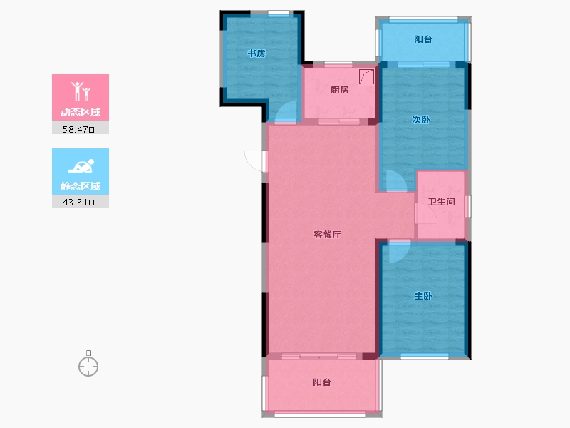 辽宁省-盘锦市-泰郡四期-110.00-户型库-动静分区