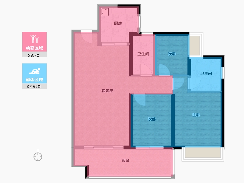 贵州省-贵阳市-美的国宾府-86.00-户型库-动静分区