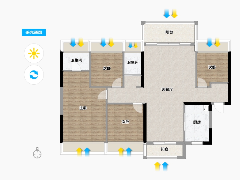 四川省-绵阳市-三台碧桂园-142.00-户型库-采光通风