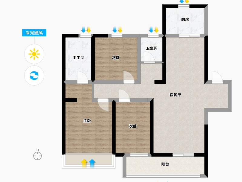 陕西省-咸阳市-天地源珺樾坊-100.00-户型库-采光通风