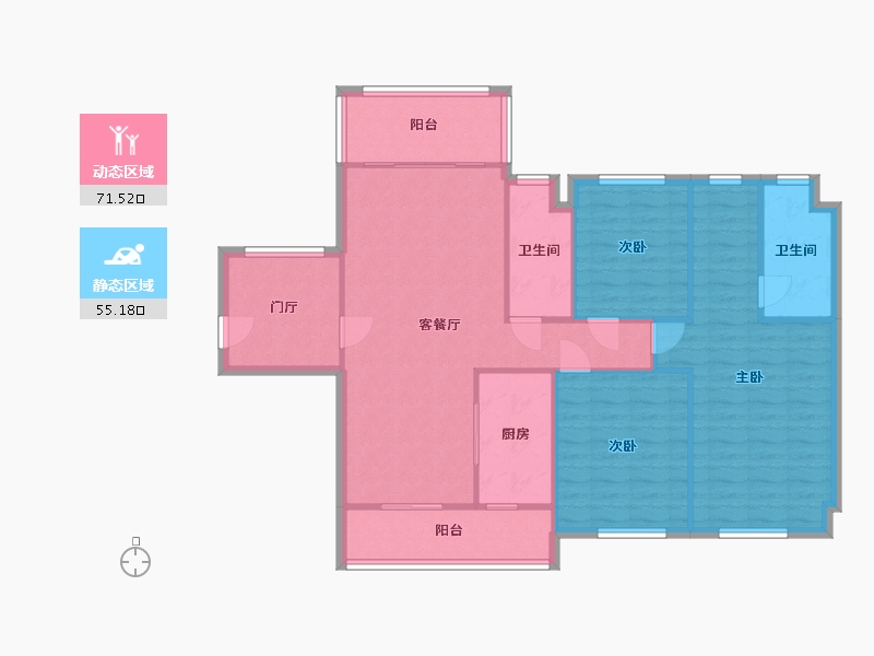 广东省-江门市-碧桂园骏景湾天汇-100.60-户型库-动静分区