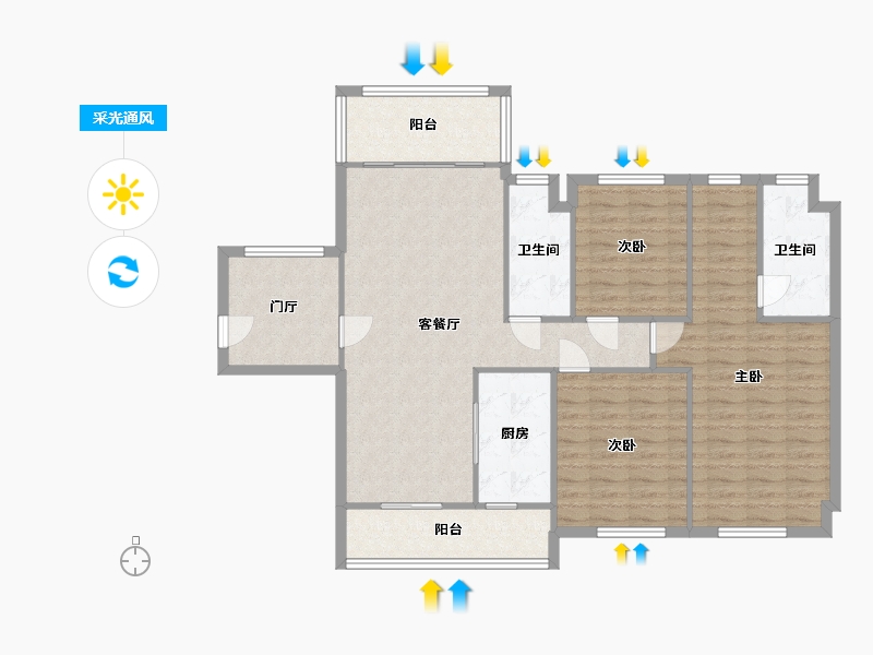 广东省-江门市-碧桂园骏景湾天汇-100.60-户型库-采光通风