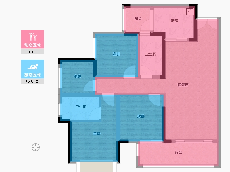 重庆-重庆市-蓝光悦江府-98.00-户型库-动静分区