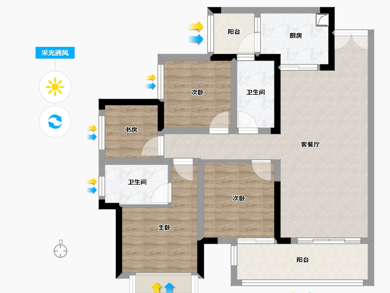 重庆-重庆市-蓝光悦江府-98.00-户型库-采光通风