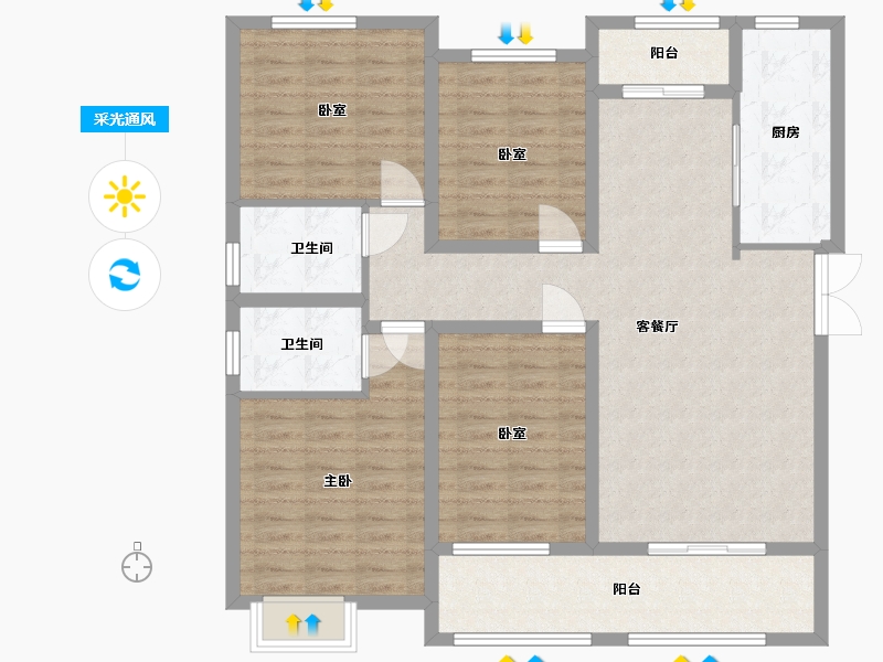 河南省-濮阳市-阳光花园-116.00-户型库-采光通风