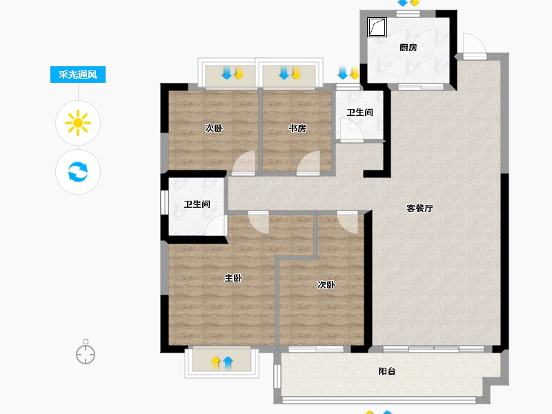 江西省-萍乡市-碧桂园天麓-115.00-户型库-采光通风