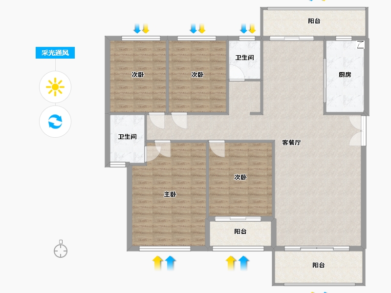 湖南省-衡阳市-建设花苑-130.00-户型库-采光通风