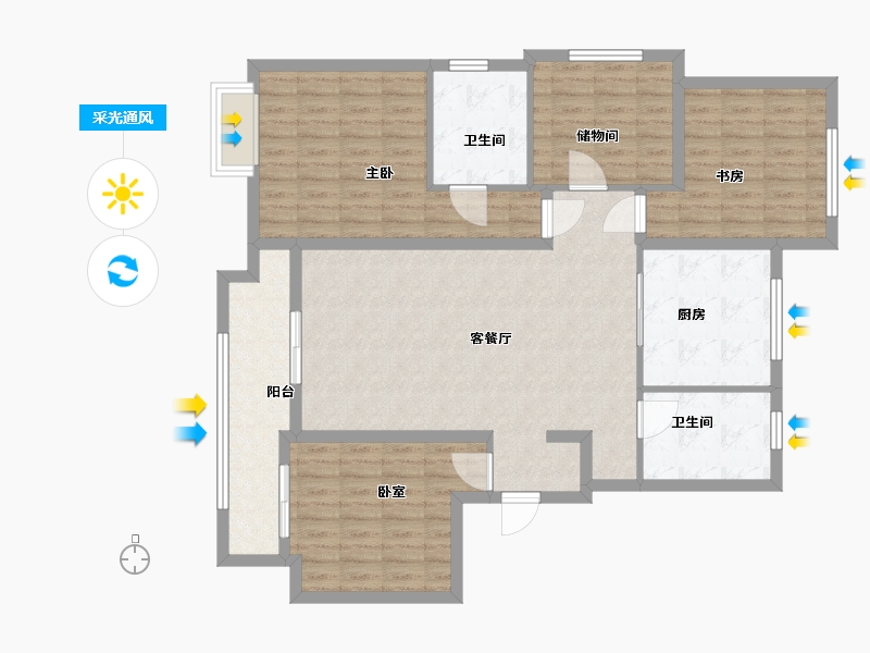 河北省-邯郸市-招贤小区-120.00-户型库-采光通风